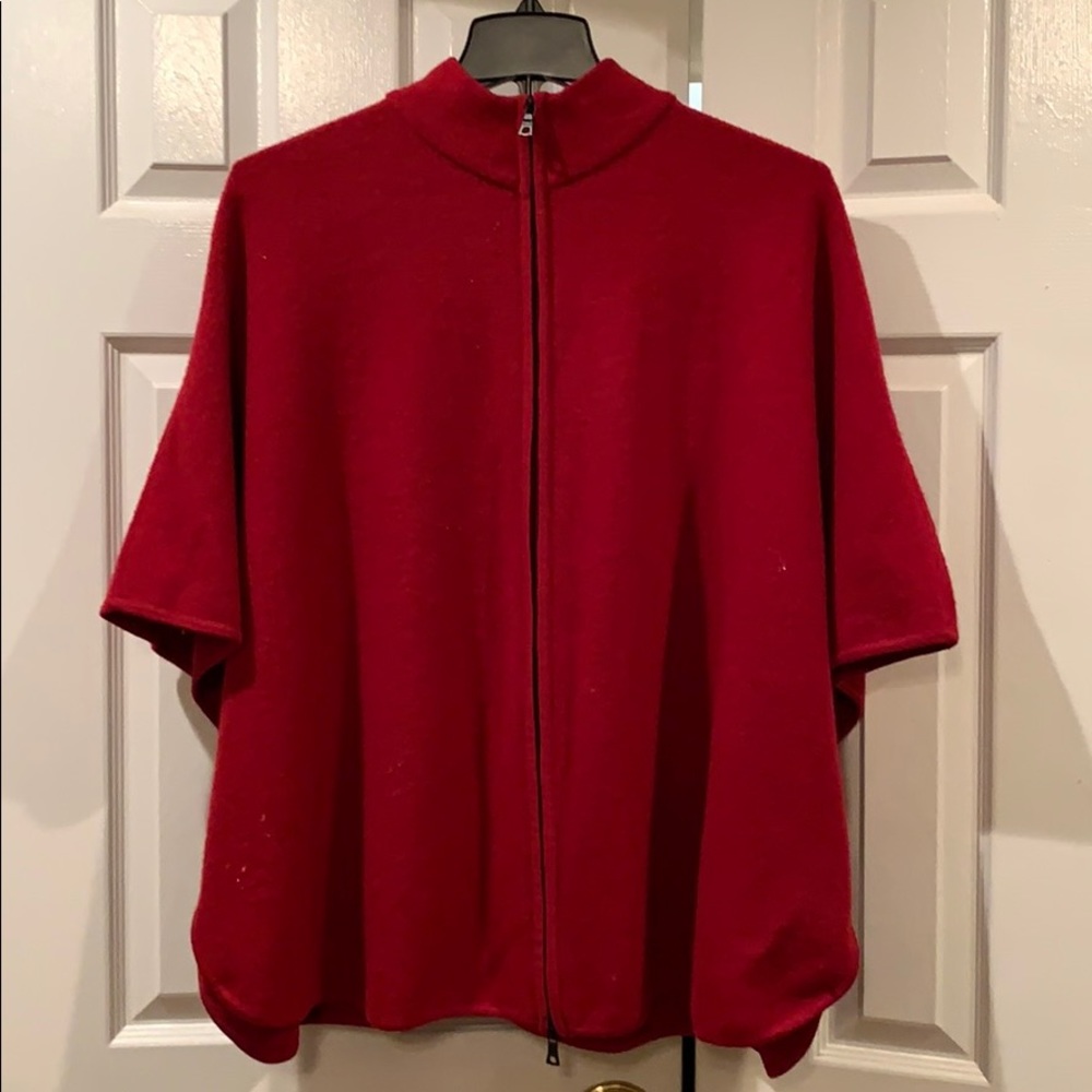 Anne Klein Zip-Front Poncho Sweater